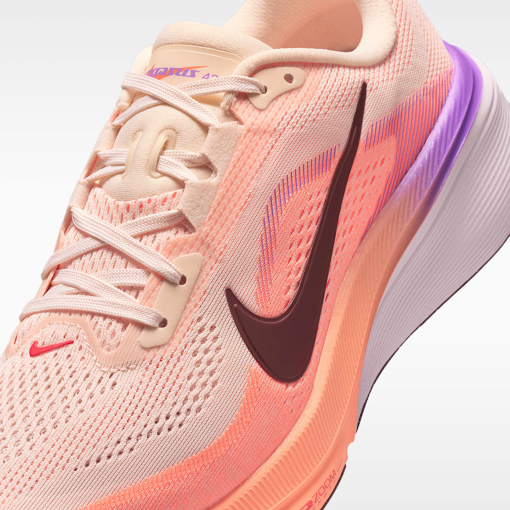 Nike Pegasus 42 Straßenlaufschuh (Damen) – Chalk/Orange Pulse/Bright Violet/Tattoo