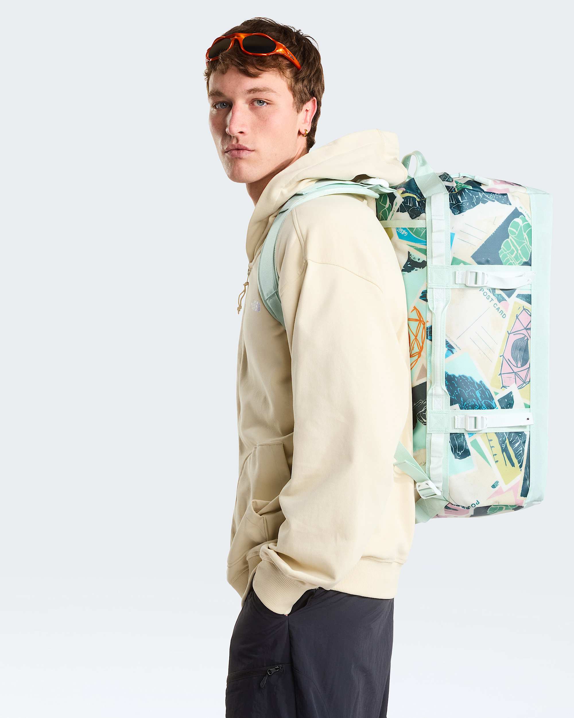 Base Camp Duffel-Tasche 50L – S – Opal Frost TNF Postcards Print-Opal Frost-Pearl Stone