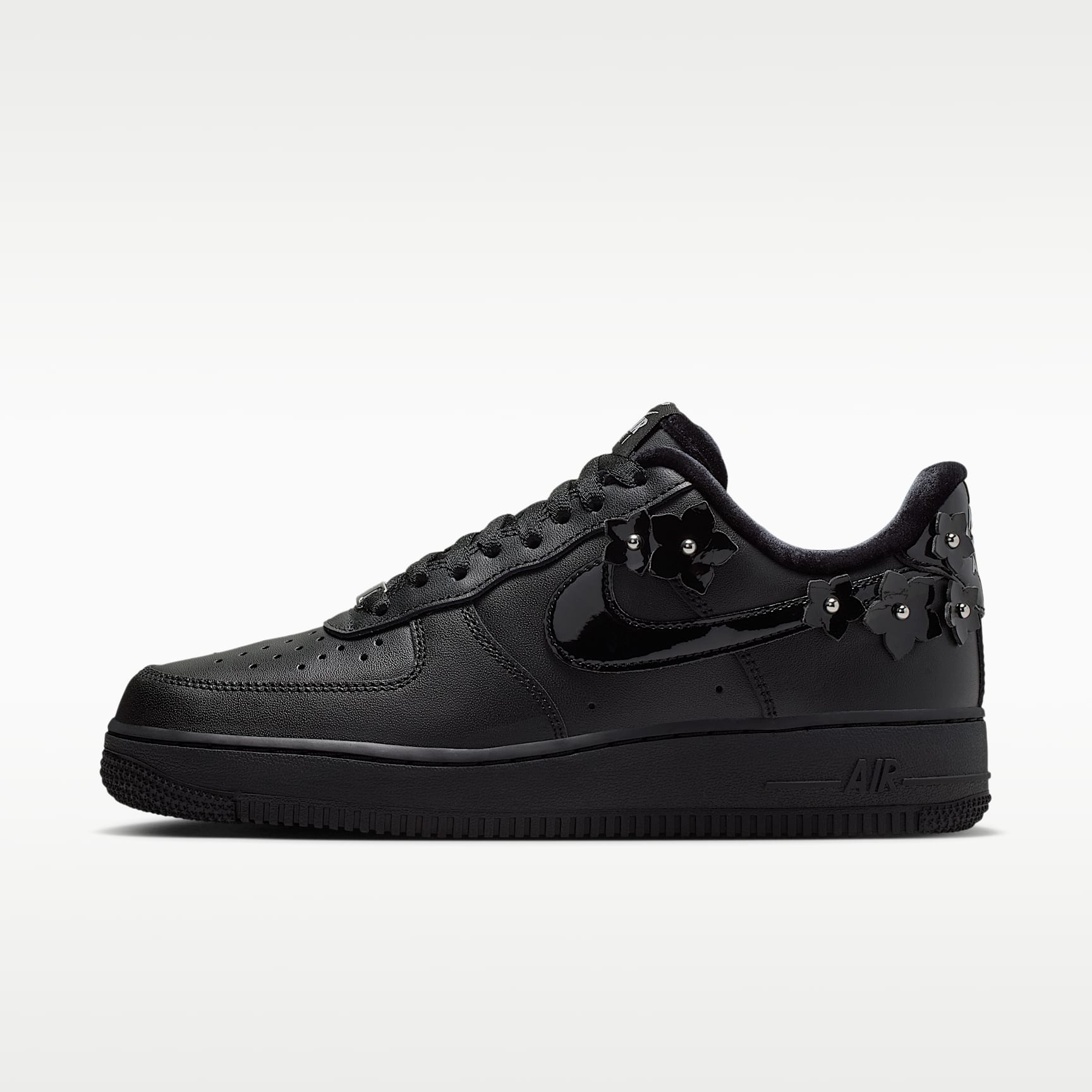 Nike Air Force 1 '07 "Florette" Schuh (Damen) – Schwarz/Off Noir/Metallic Silver/Schwarz