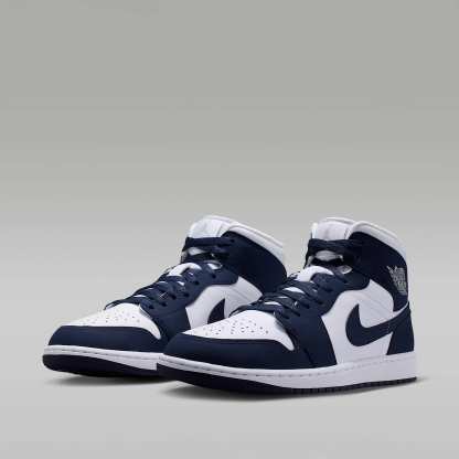 Air Jordan 1 Mid Schuh (Herren) – Obsidian/Weiß/Grey Fog/Obsidian