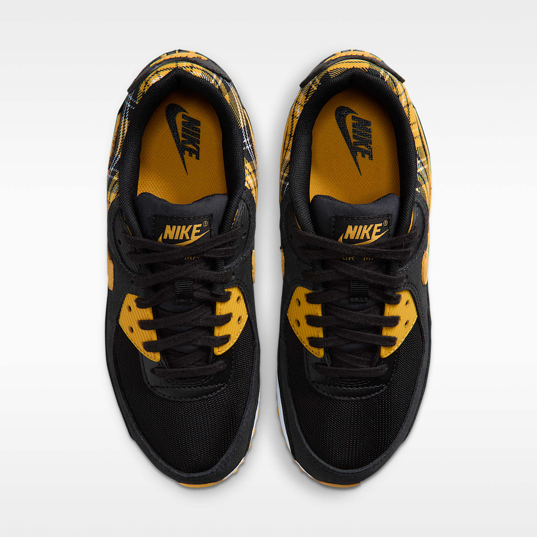 Nike Air Max 90 "Plaid" Schuh (Damen) – Schwarz/Weiß/Yellow Ochre