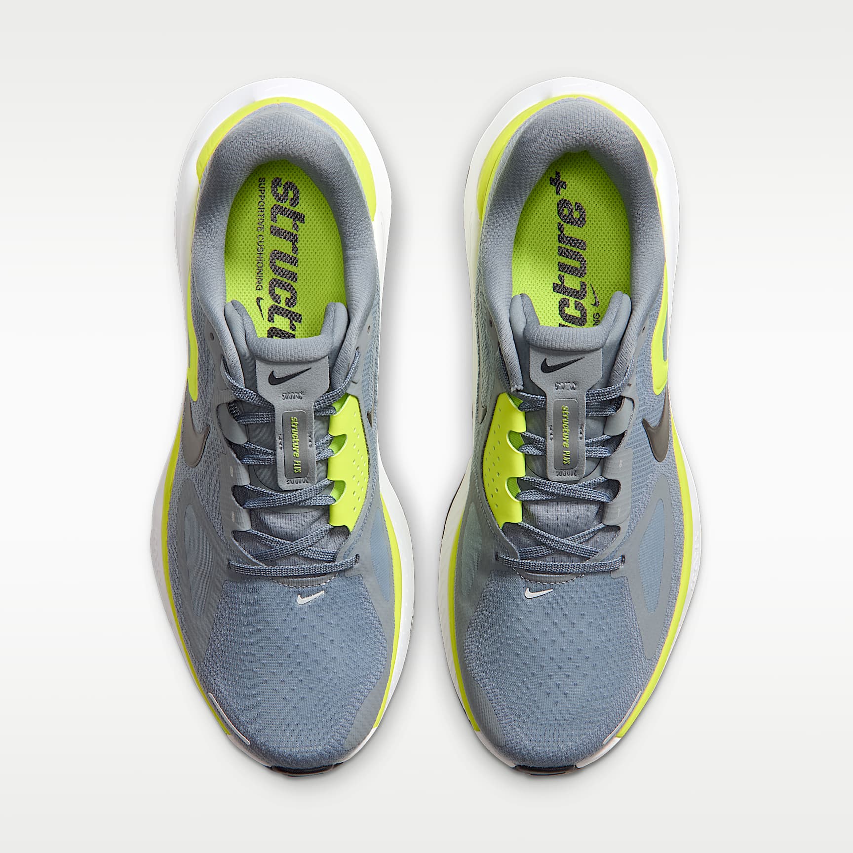 Nike Structure Plus Straßenlaufschuh (Herren) – Cool Grey/Lemon Venom/Weiß/Schwarz