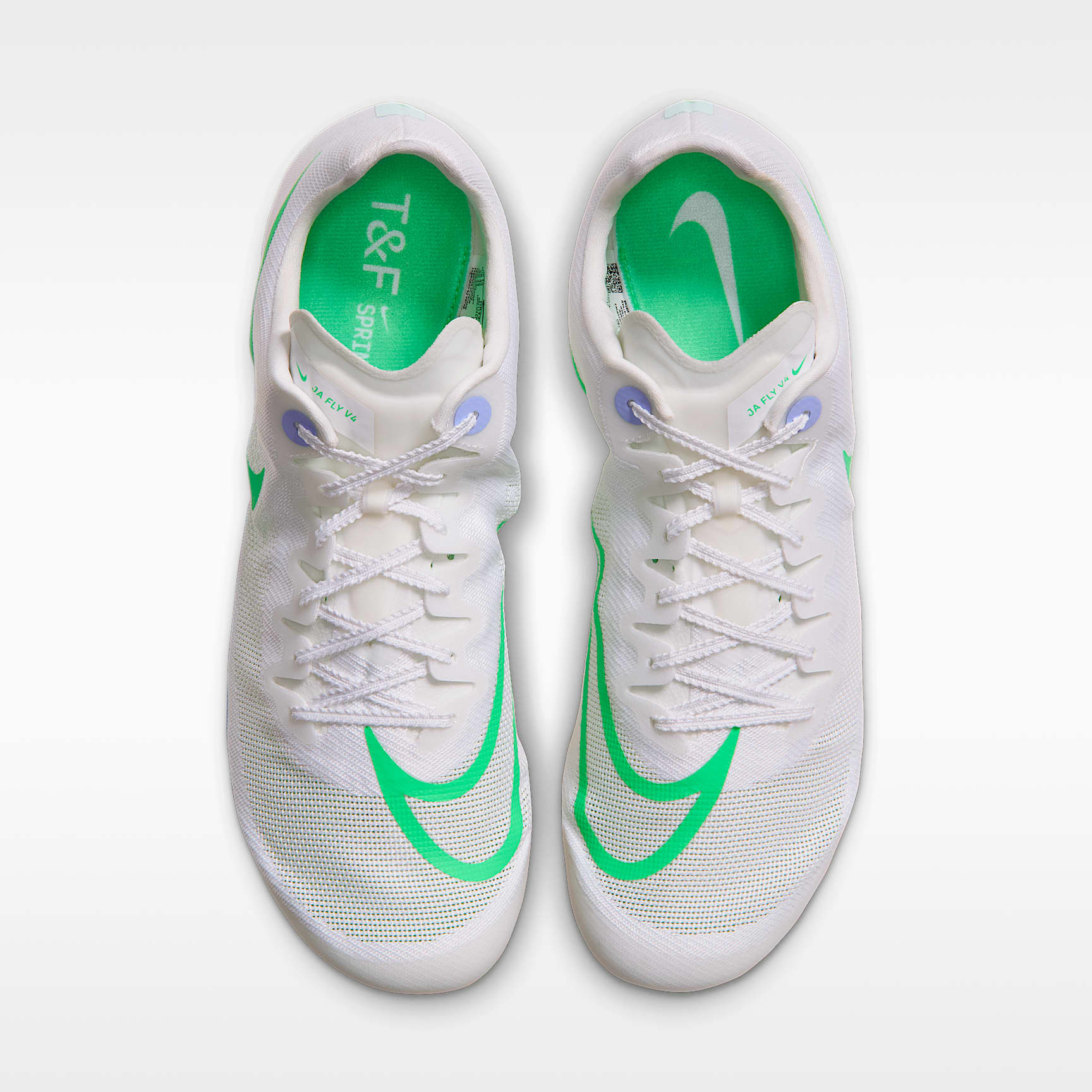 Nike Zoom Ja Fly 4 Laufspikes für Sprints – Summit White/Aluminum/Atomic Pink/Electro Green