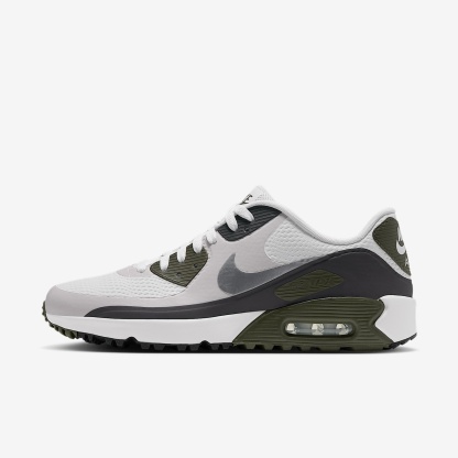 Nike Air Max 90 G Golfschuh – Weiß/Medium Olive/Vast Grey/Metallic Silver