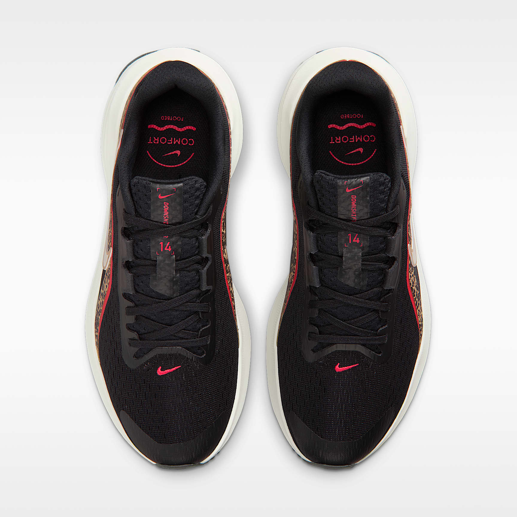 Nike Downshifter 14 Straßenlaufschuh (Damen) – Schwarz/British Khaki/Fusion Red/Sail
