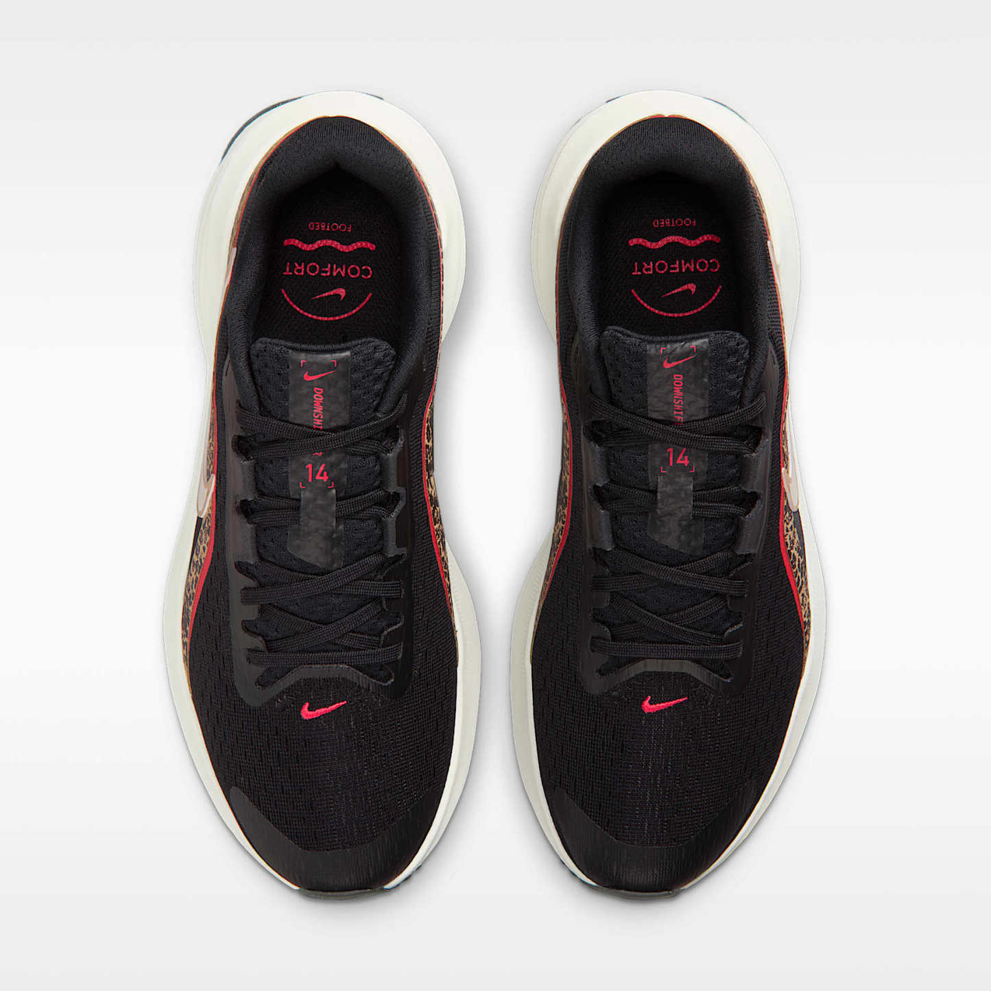 Nike Downshifter 14 Straßenlaufschuh (Damen) – Schwarz/British Khaki/Fusion Red/Sail