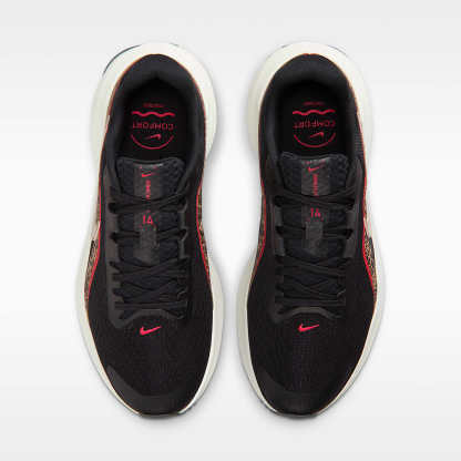 Nike Downshifter 14 Straßenlaufschuh (Damen) – Schwarz/British Khaki/Fusion Red/Sail
