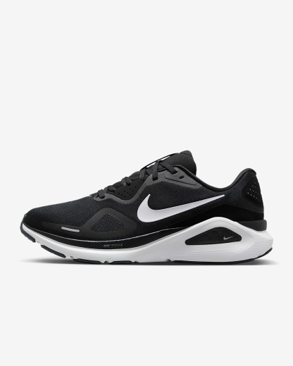 Nike Structure 26 Straßenlaufschuh (weit, Herren) – Schwarz/Wolf Grey/Metallic Silver/Weiß