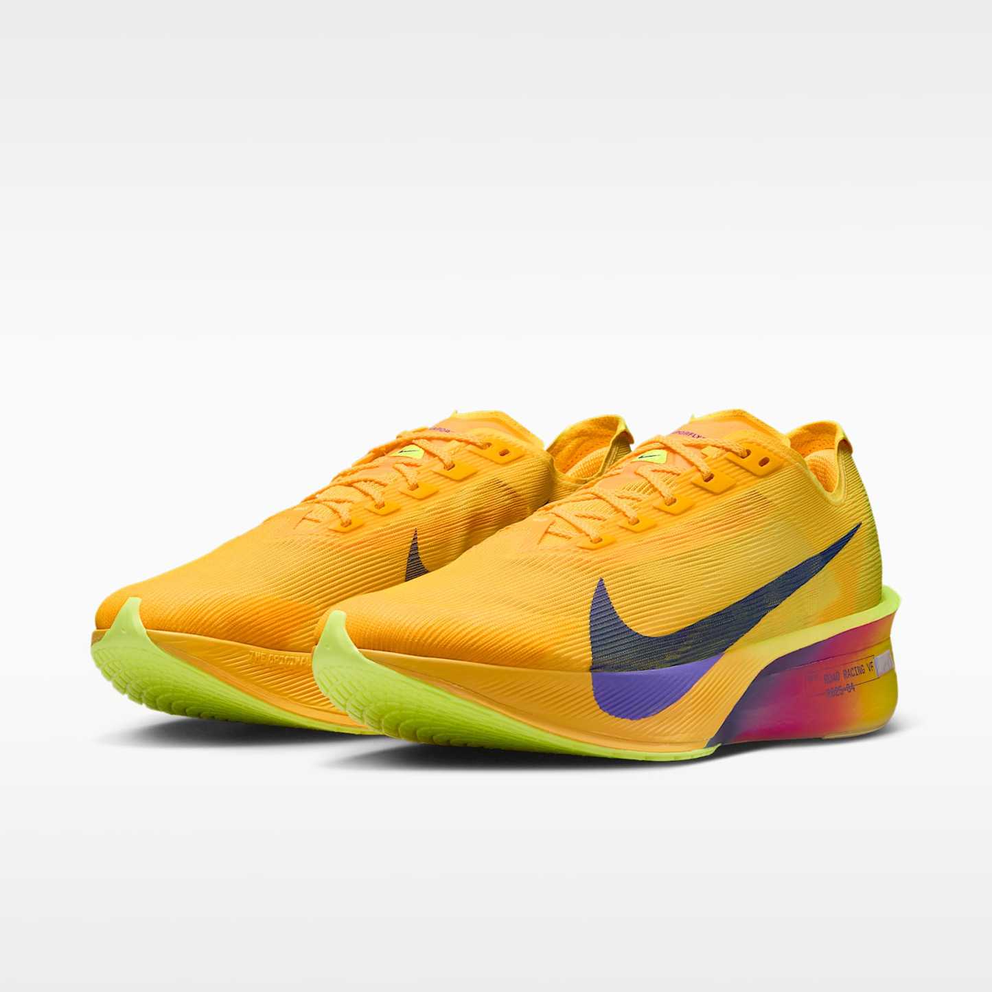 Nike Vaporfly 4 Straßenlaufschuh für Wettkämpfe (Herren) – Citron Pulse/Laser Orange/Volt Ice/Indigo Burst