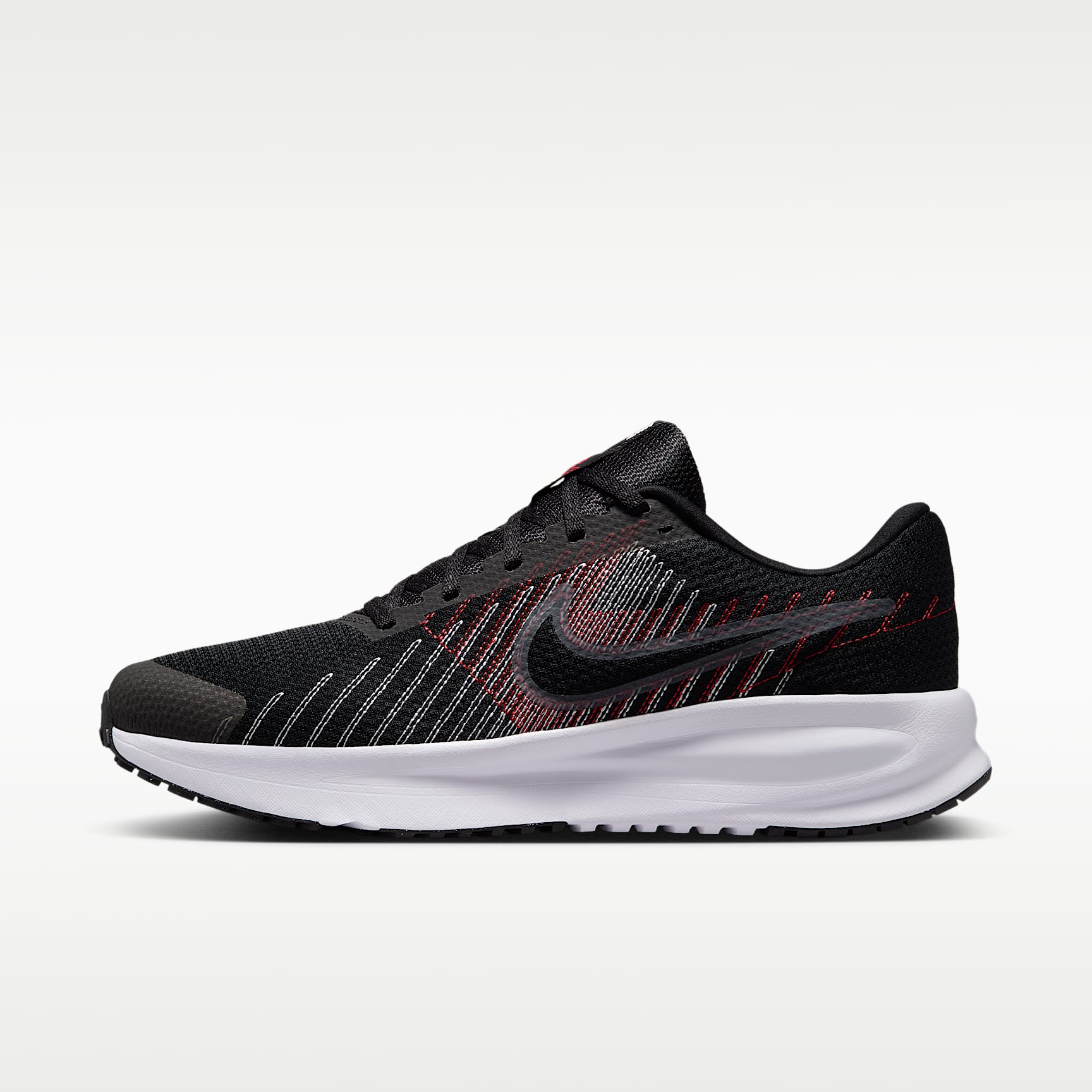 Nike Run Defy Straßenlaufschuh (Herren) – Schwarz/University Red/Weiß/Cool Grey