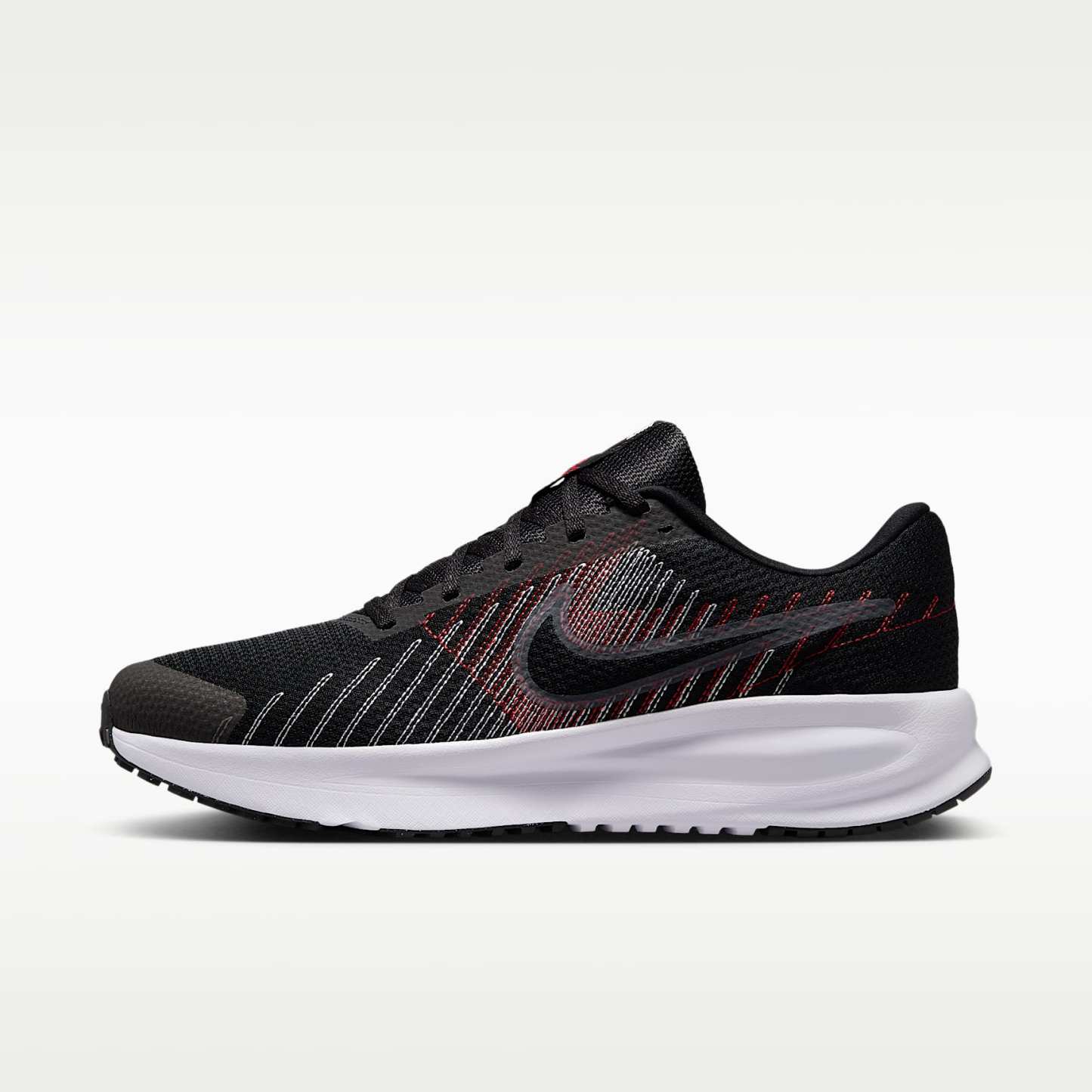 Nike Run Defy Straßenlaufschuh (Herren) – Schwarz/University Red/Weiß/Cool Grey