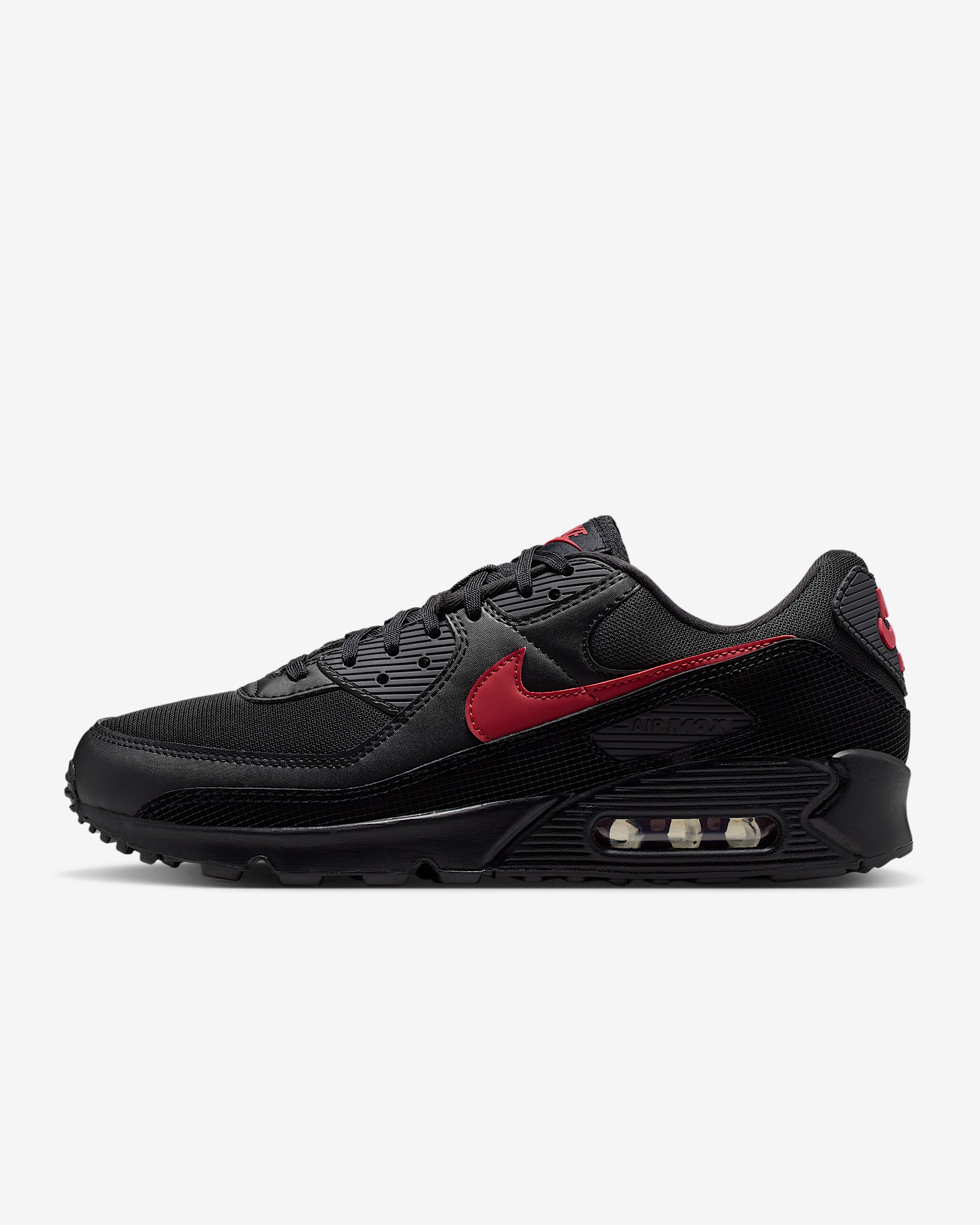 Nike Air Max 90 Schuh (Herren) – Schwarz/Schwarz/Tough Red