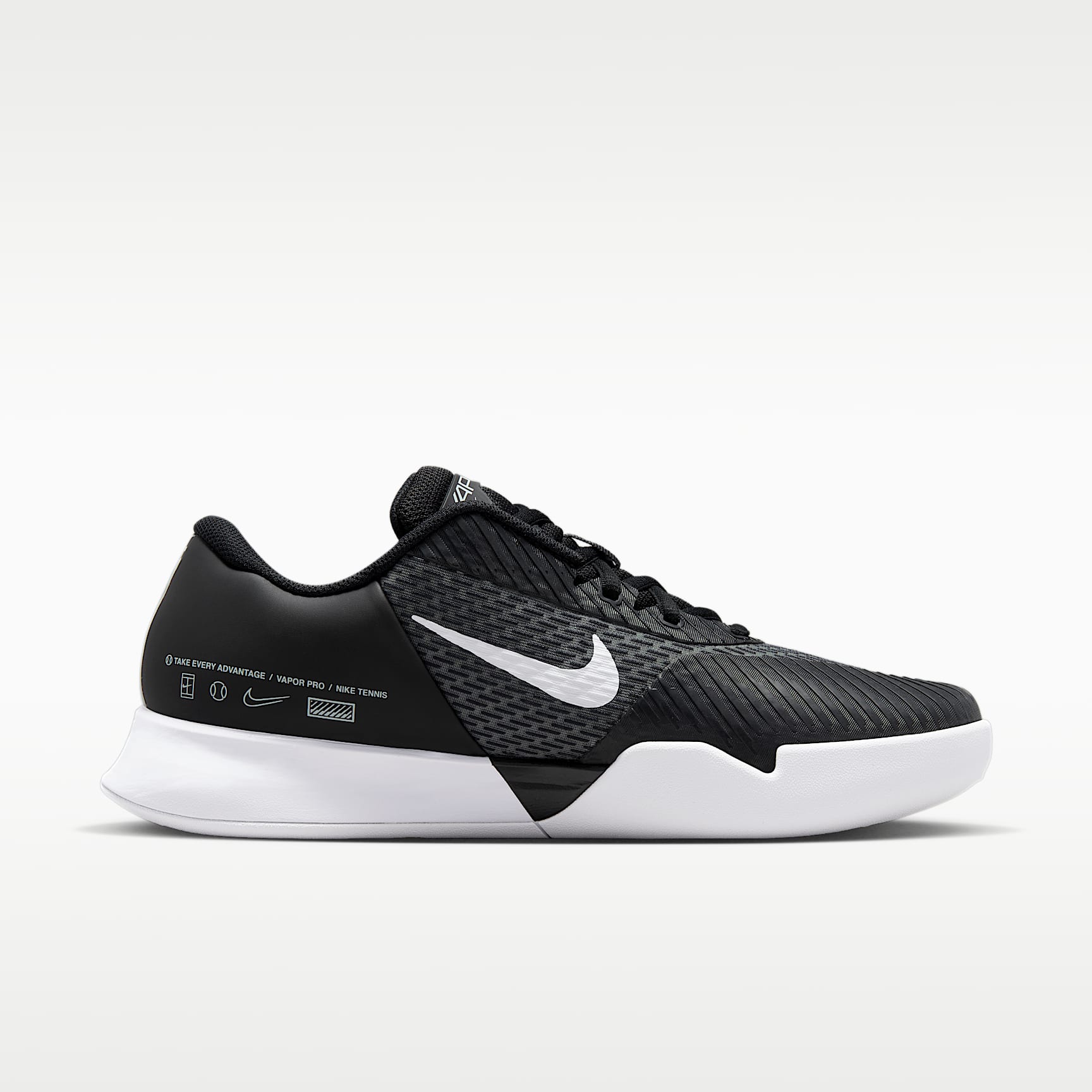 NikeCourt Air Zoom Vapor Pro 2 Herren-Tennisschuh für Teppichplätze – Schwarz/Weiß