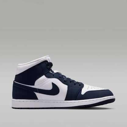 Air Jordan 1 Mid Schuh (Herren) – Obsidian/Weiß/Grey Fog/Obsidian