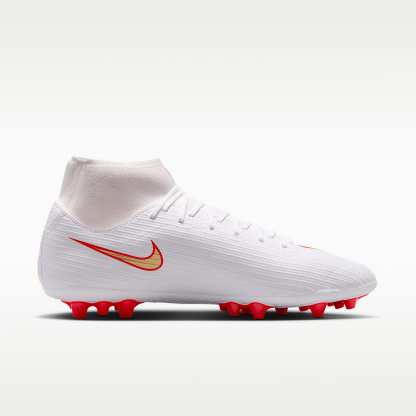 Nike Mercurial Superfly 11 Academy High-Top-Fußballschuh für Kunstrasen – Weiß/Bright Crimson/Blur