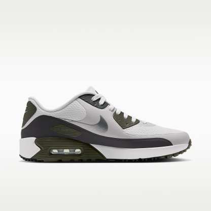 Nike Air Max 90 G Golfschuh – Weiß/Medium Olive/Vast Grey/Metallic Silver
