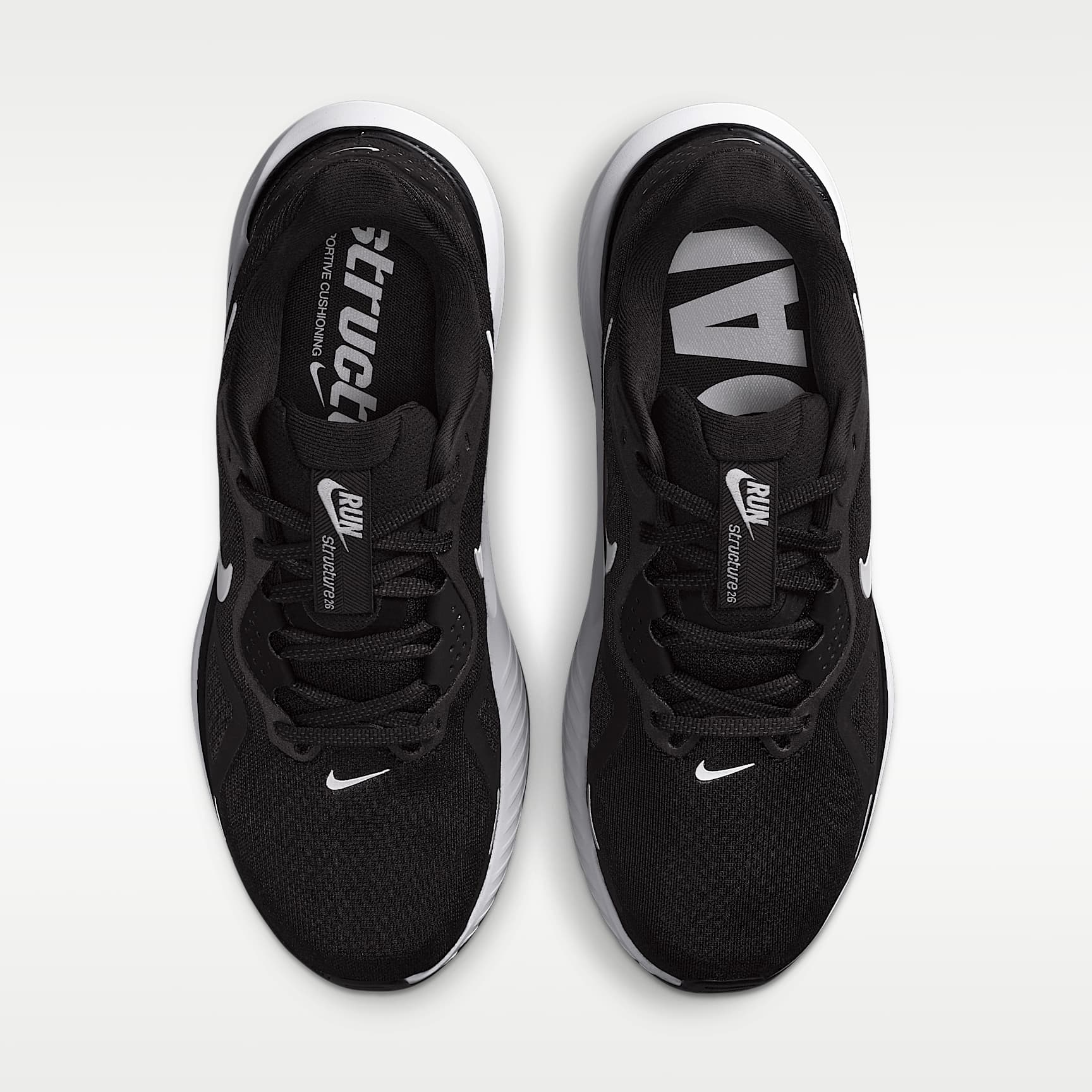 Nike Structure 26 Straßenlaufschuh (Damen) – Schwarz/Cool Grey/Metallic Silver/Weiß