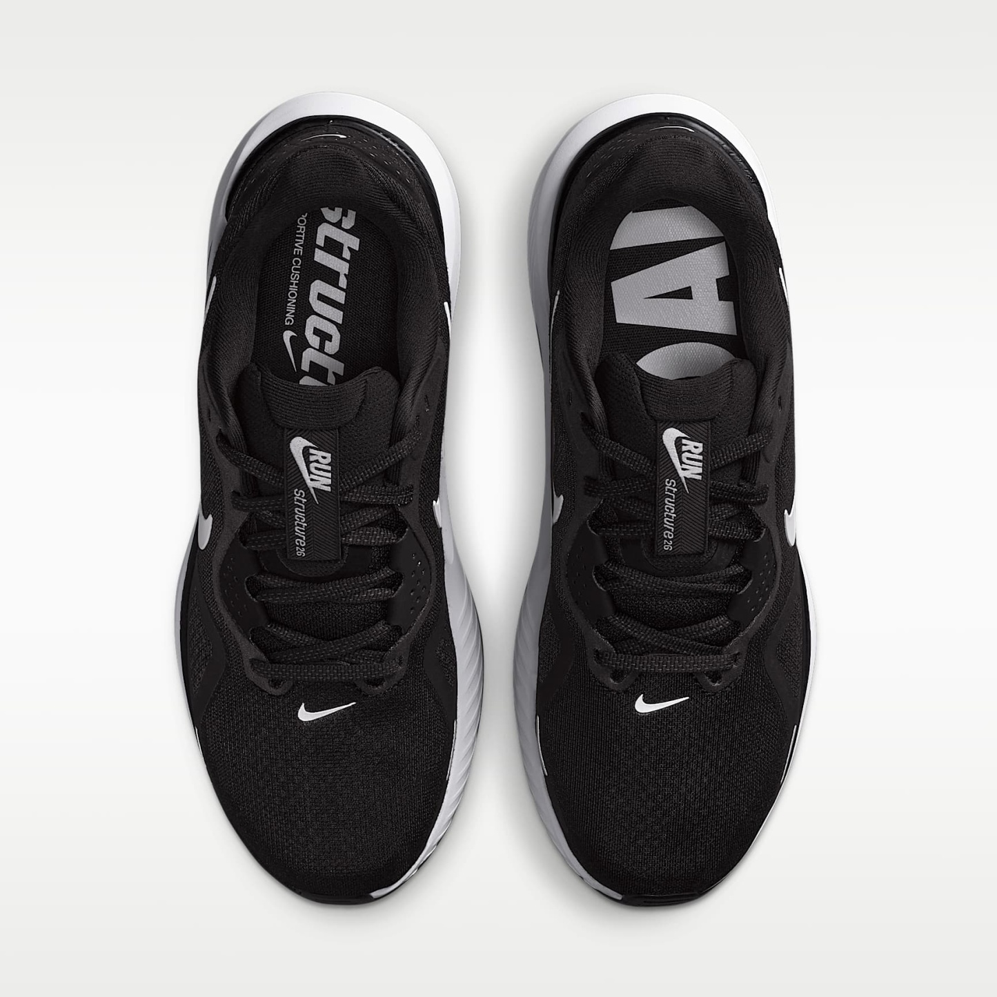 Nike Structure 26 Straßenlaufschuh (Damen) – Schwarz/Cool Grey/Metallic Silver/Weiß