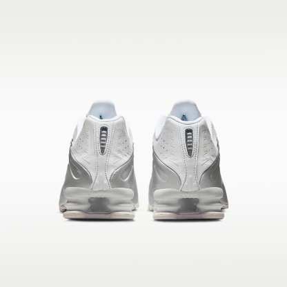 Nike Shox R4 Schuh (Herren) – Weiß/Weiß/Bright Crimson/Metallic Silver