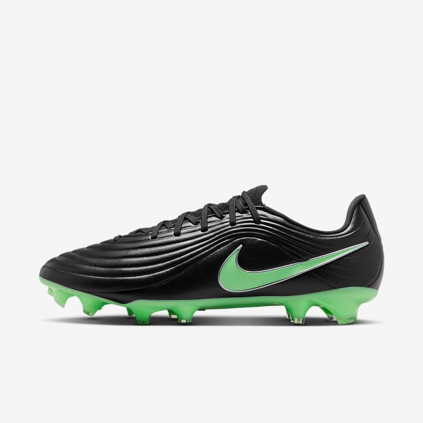 Nike Tiempo Maestro Academy Low Top Fußballschuh für verschiedene Böden – Schwarz/Schwarz/Illusion Green