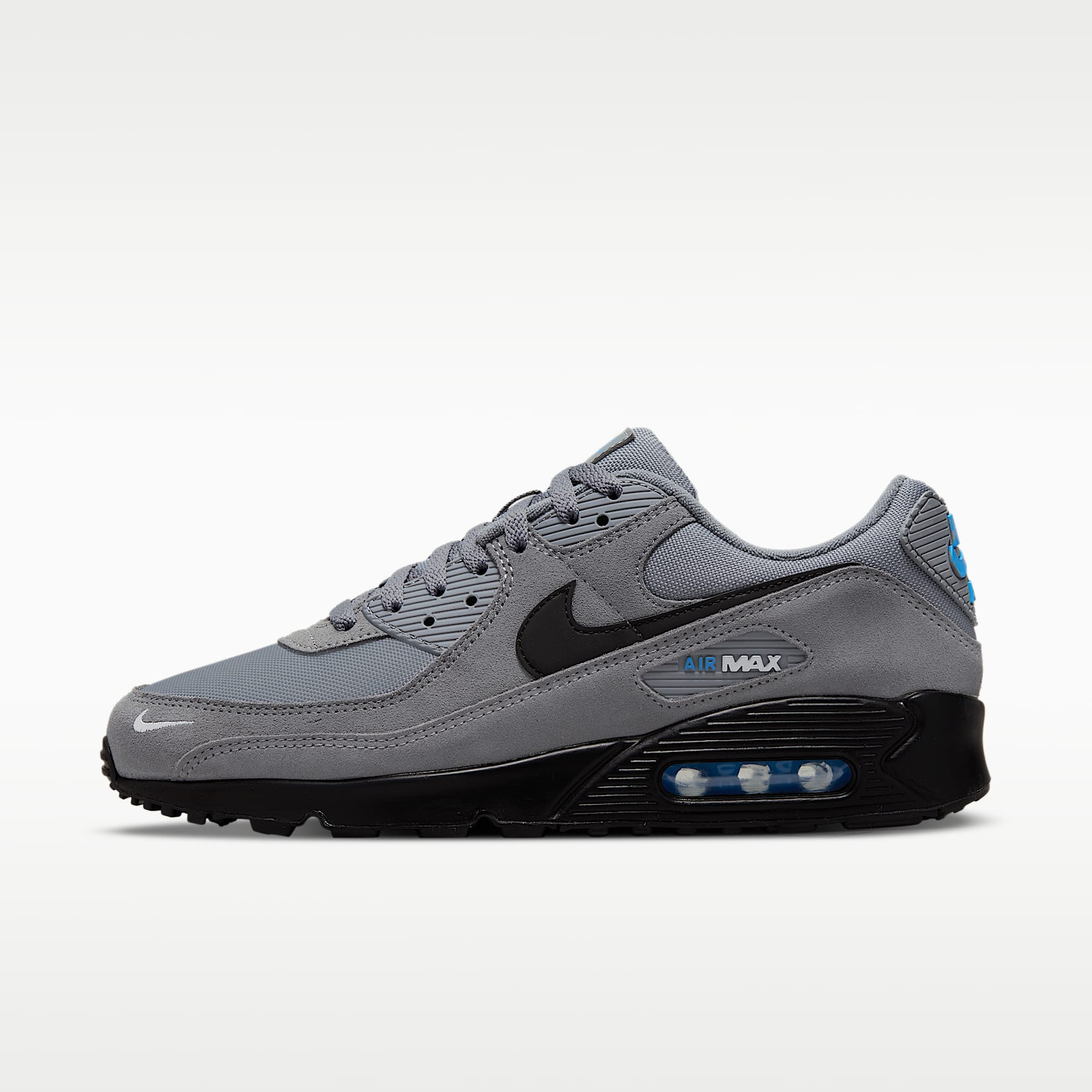Nike Air Max 90 Herrenschuh – Smoke Grey/Light Photo Blue/Metallic Silver/Schwarz