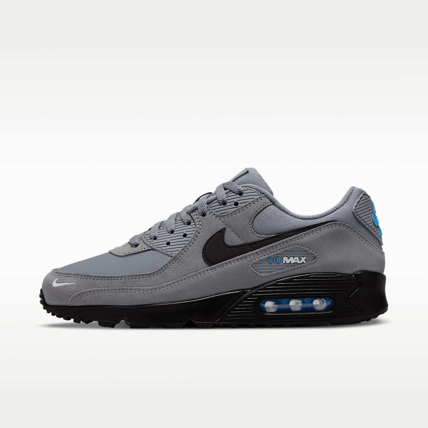 Nike Air Max 90 Herrenschuh – Smoke Grey/Light Photo Blue/Metallic Silver/Schwarz