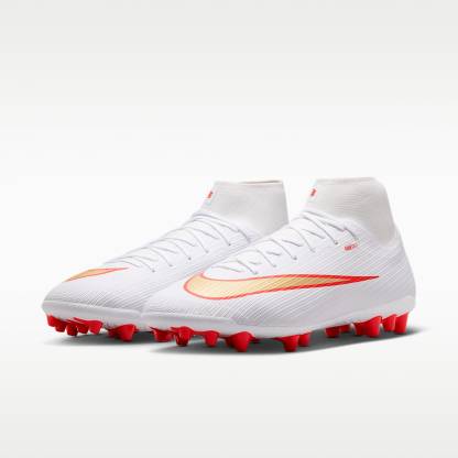 Nike Mercurial Superfly 11 Academy High-Top-Fußballschuh für Kunstrasen – Weiß/Bright Crimson/Blur
