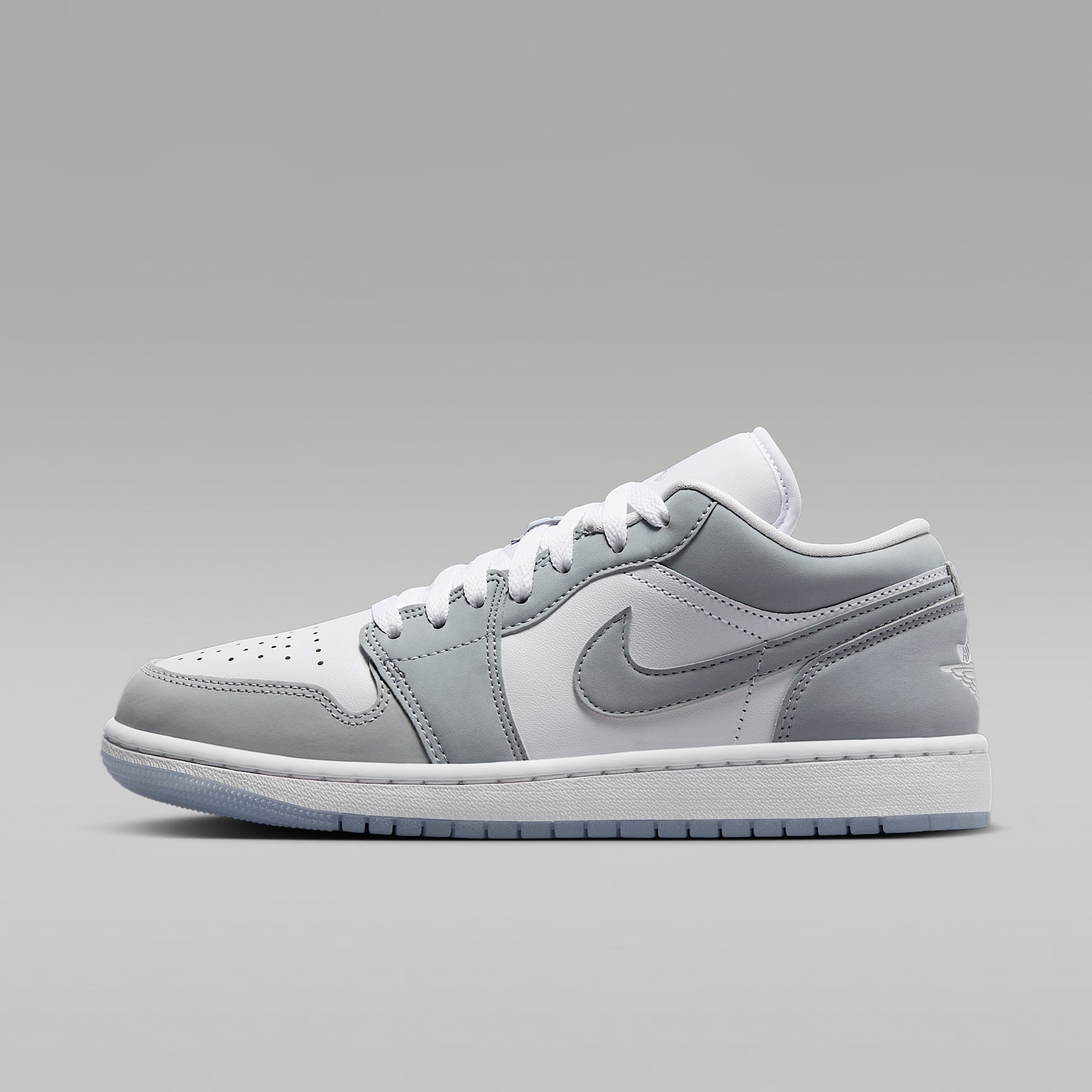 Air Jordan 1 Low Damenschuh – Weiß/Aluminum/Wolf Grey