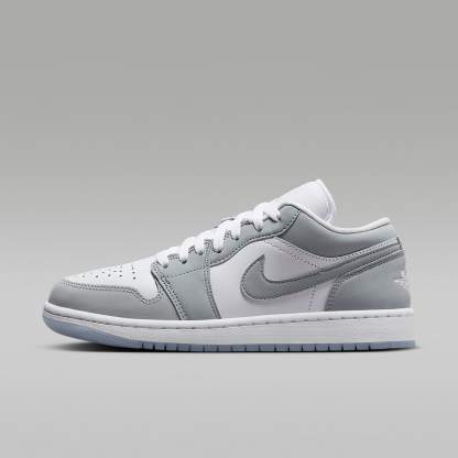 Air Jordan 1 Low Damenschuh – Weiß/Aluminum/Wolf Grey