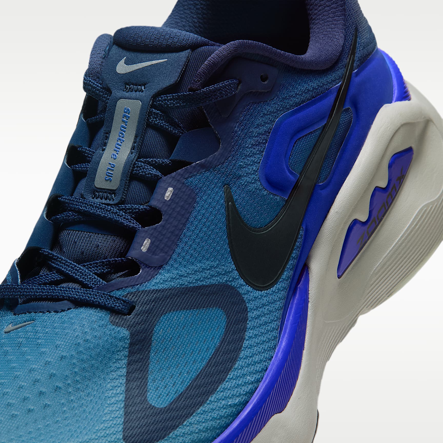 Nike Structure Plus Straßenlaufschuh (Herren) – Midnight Navy/Smokey Blue/Racer Blue/Schwarz