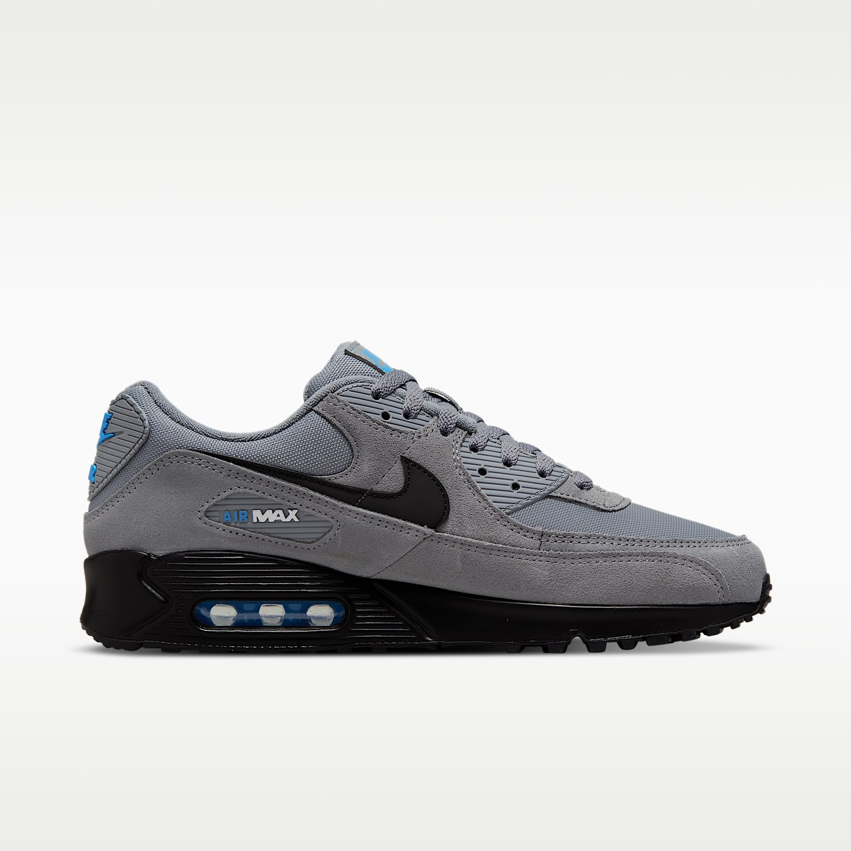 Nike Air Max 90 Herrenschuh – Smoke Grey/Light Photo Blue/Metallic Silver/Schwarz