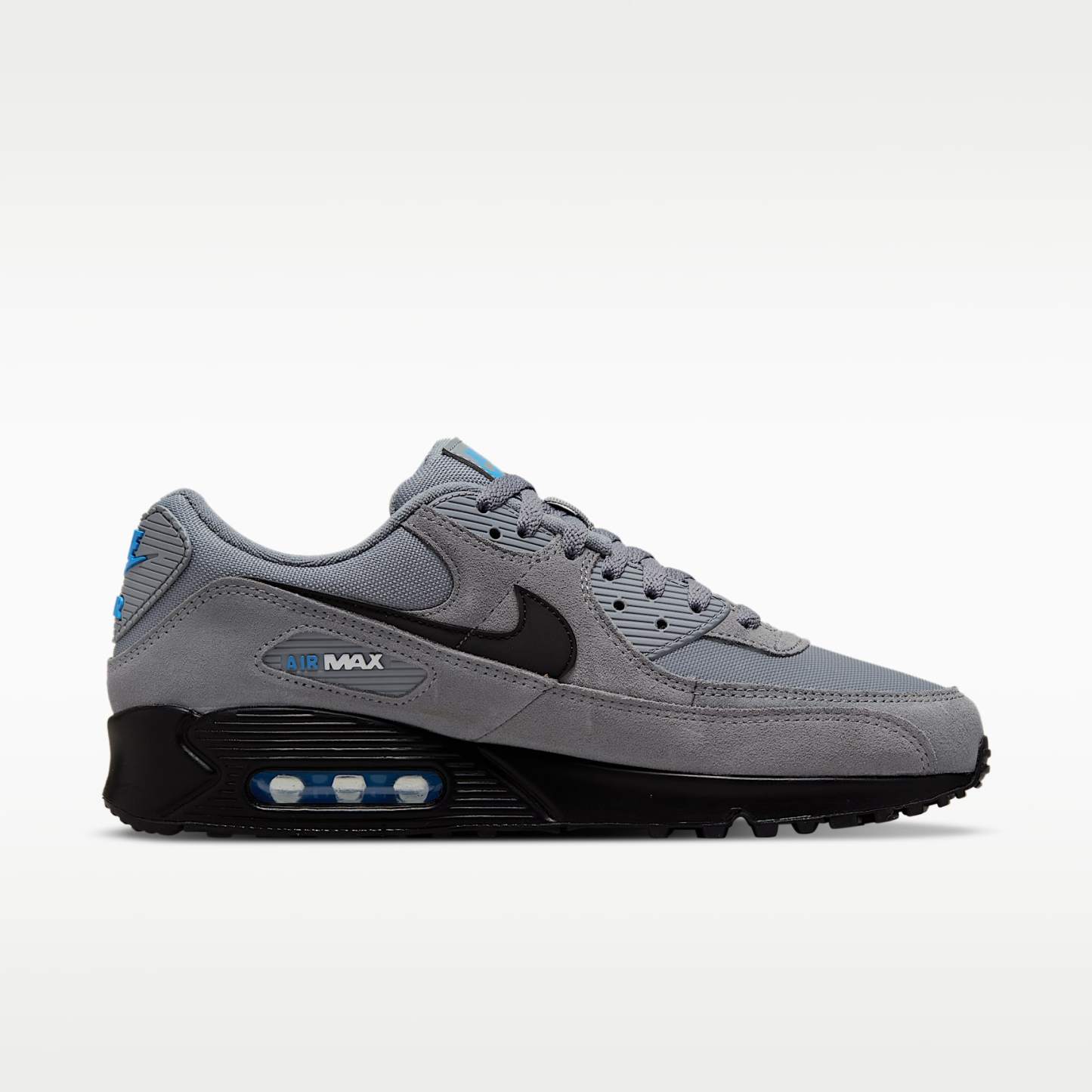 Nike Air Max 90 Herrenschuh – Smoke Grey/Light Photo Blue/Metallic Silver/Schwarz