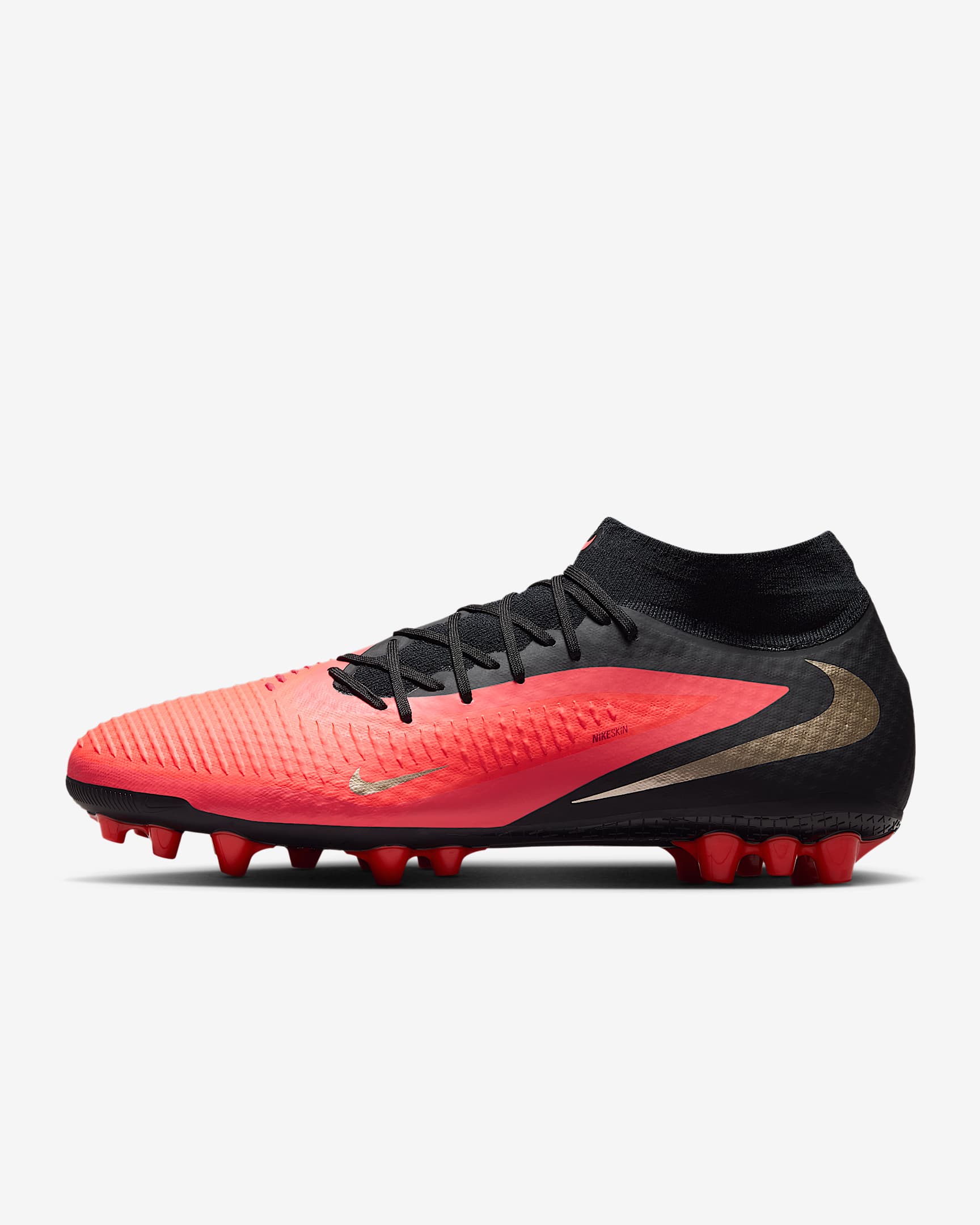Nike Phantom 6 High Academy Fußballschuh für Kunstrasen – Bright Crimson/Schwarz/Blur