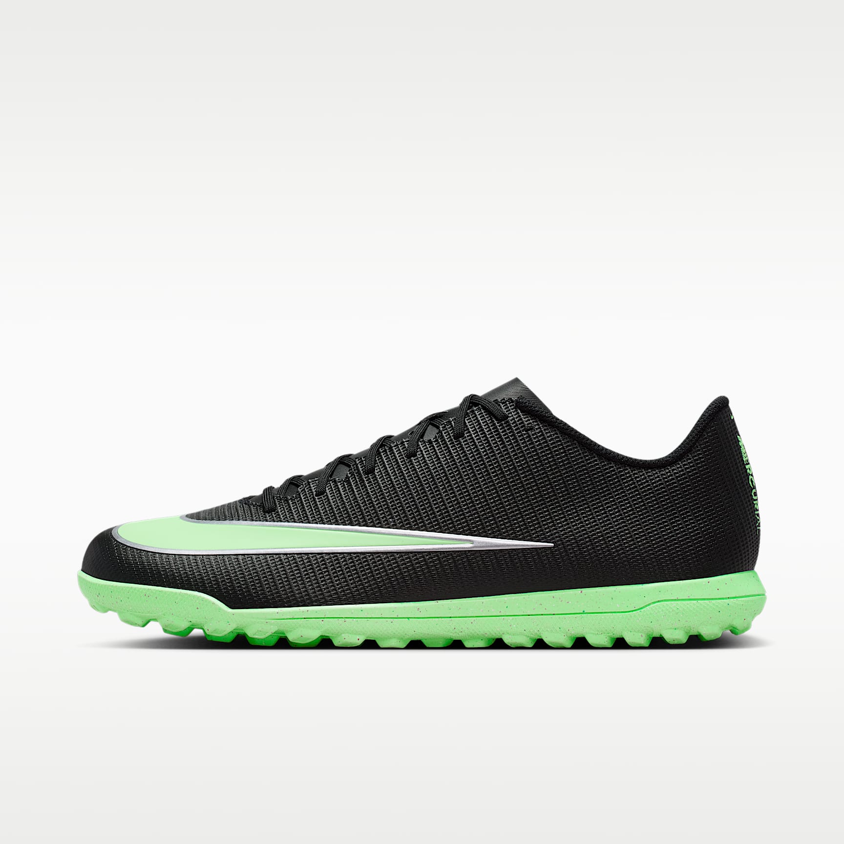 Nike Mercurial Vapor 17 Club Low-Top-Fußballschuh für Turf – Schwarz/Schwarz/Illusion Green