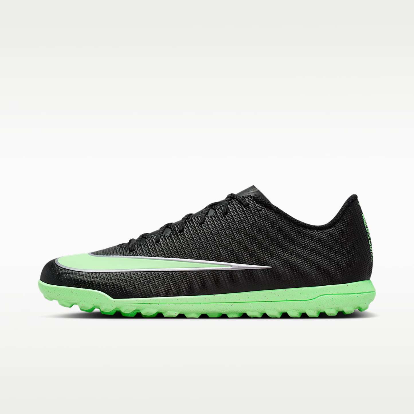 Nike Mercurial Vapor 17 Club Low-Top-Fußballschuh für Turf – Schwarz/Schwarz/Illusion Green