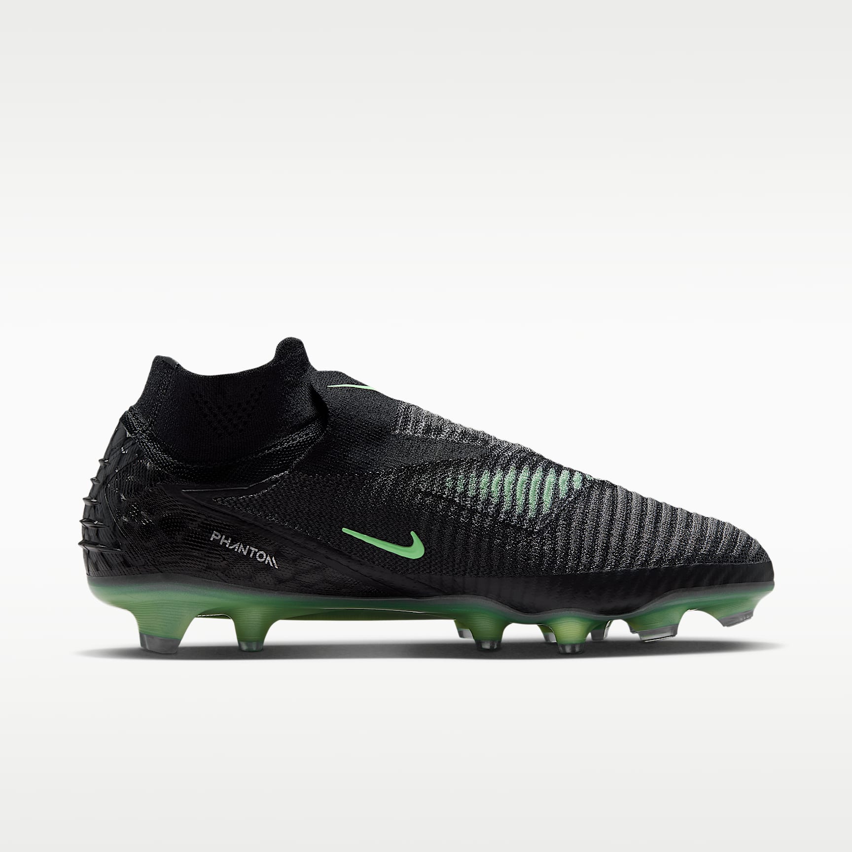 Nike Phantom 6 High Elite Fußballschuh für normalen Rasen – Schwarz/Schwarz/Illusion Green
