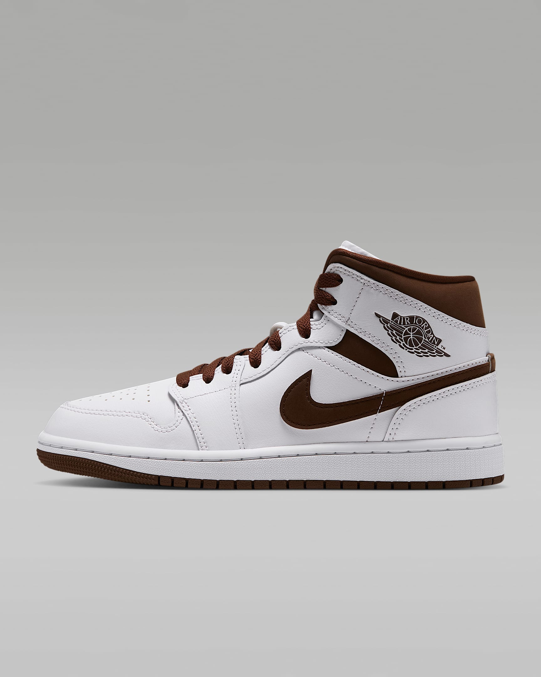 Air Jordan 1 Mid Schuh (Damen) – Weiß/Cacao Wow/Cacao Wow