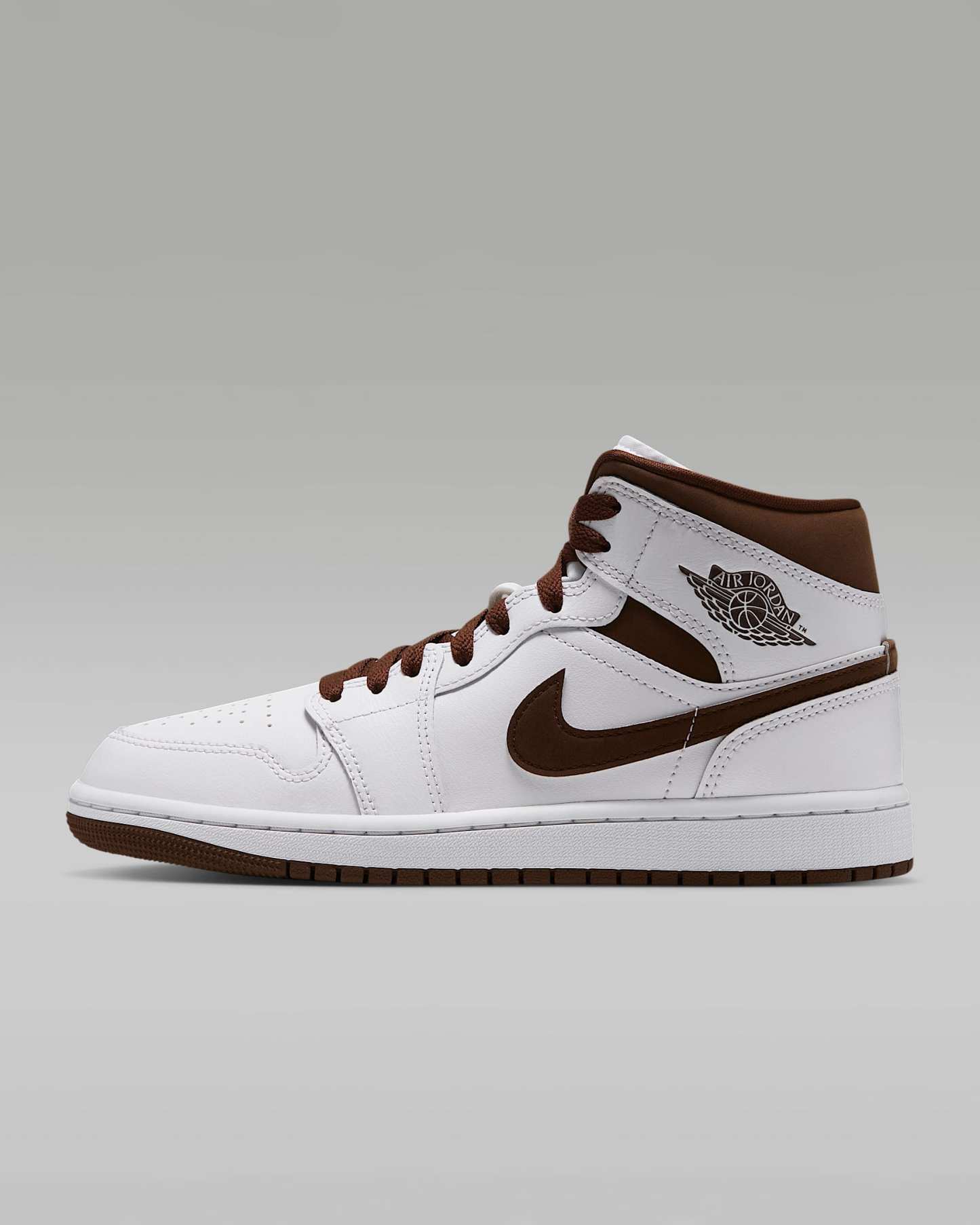 Air Jordan 1 Mid Schuh (Damen) – Weiß/Cacao Wow/Cacao Wow