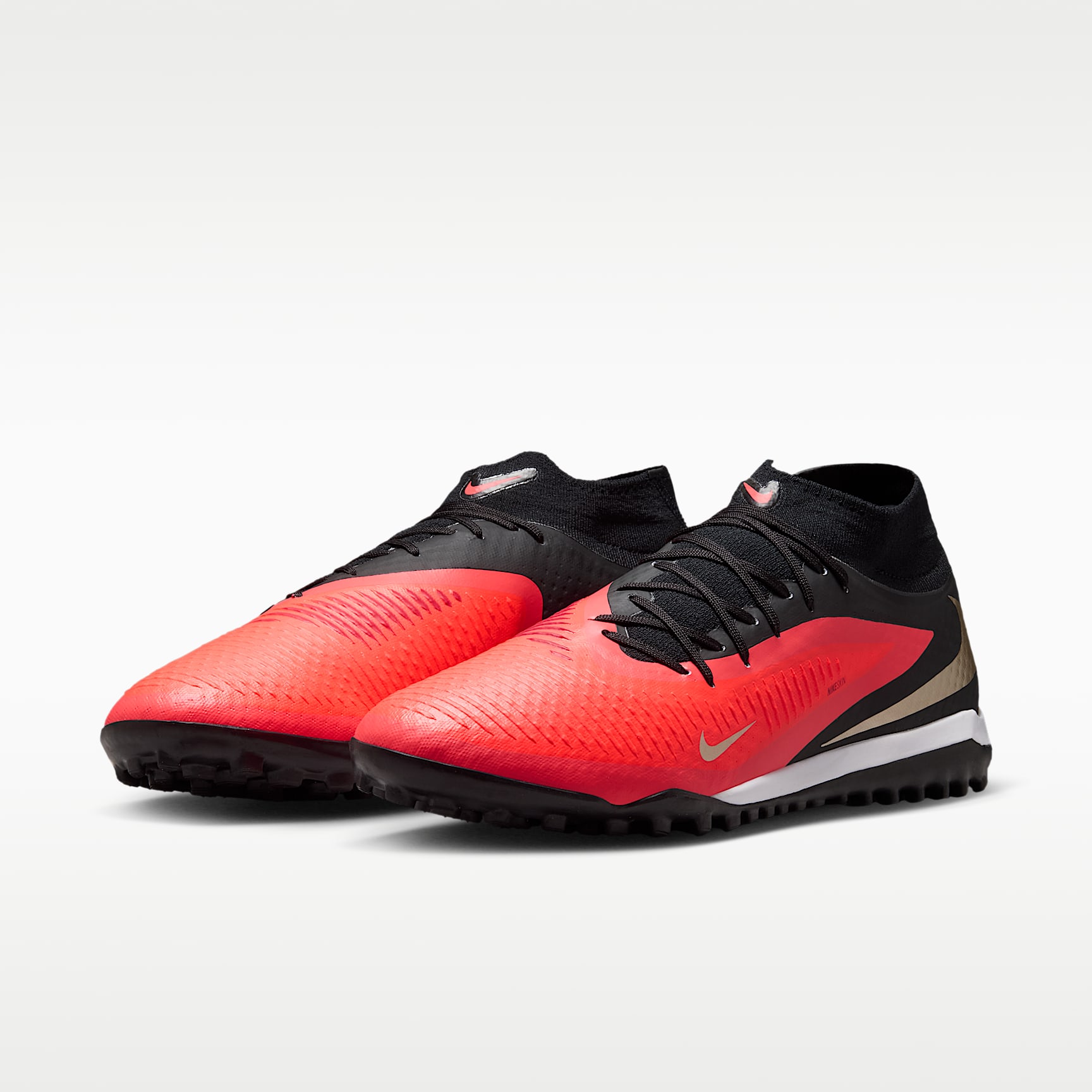 Nike Phantom 6 High Academy Fußballschuh für Turf – Bright Crimson/Schwarz/Blur