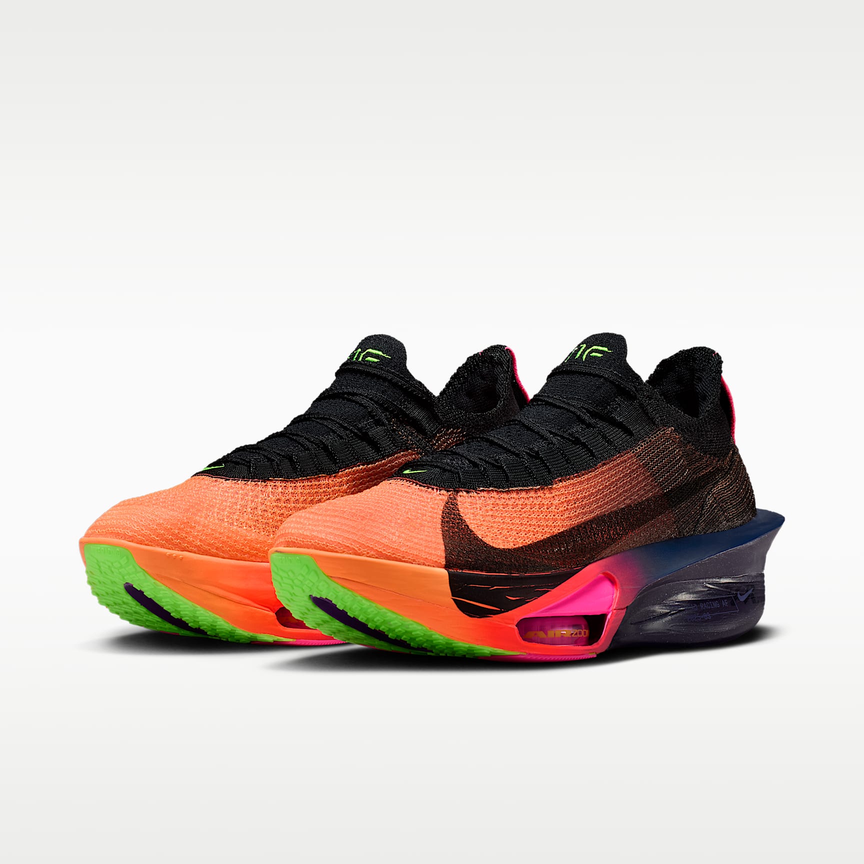 Nike Alphafly 3 Glam Laufschuhe für Straßenwettkämpfe (Damen) – Orange Pulse/Purple Dynasty/Electric Green/Schwarz