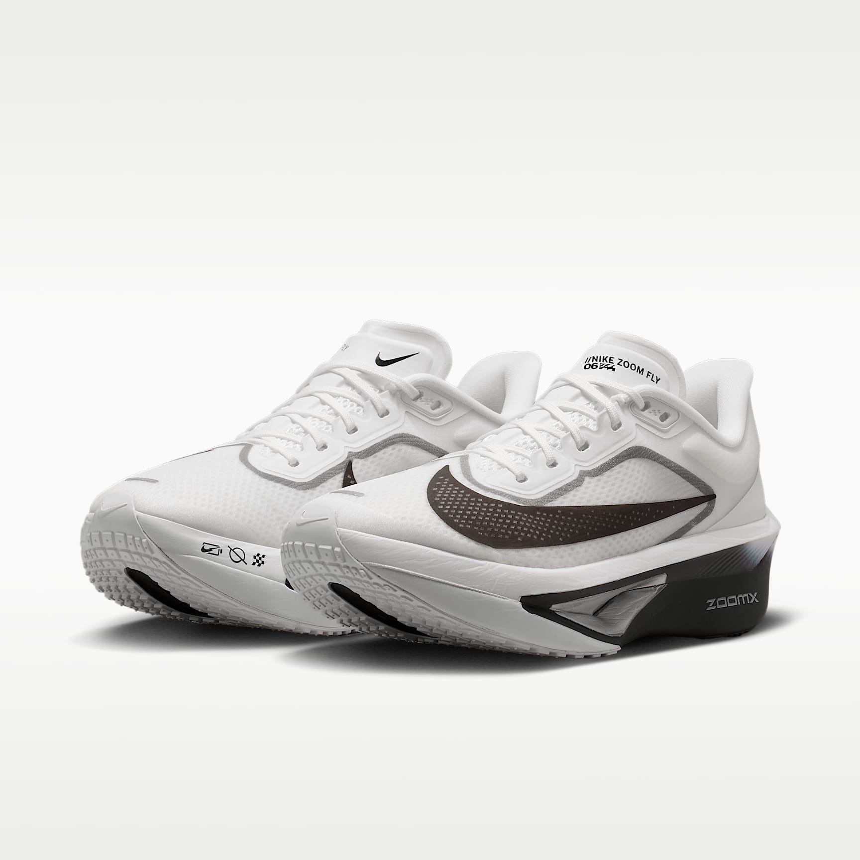 Nike Zoom Fly 6 Straßenlaufschuh für Wettkämpfe (Damen) – Weiß/Smoke Grey/Metallic Silver/Schwarz