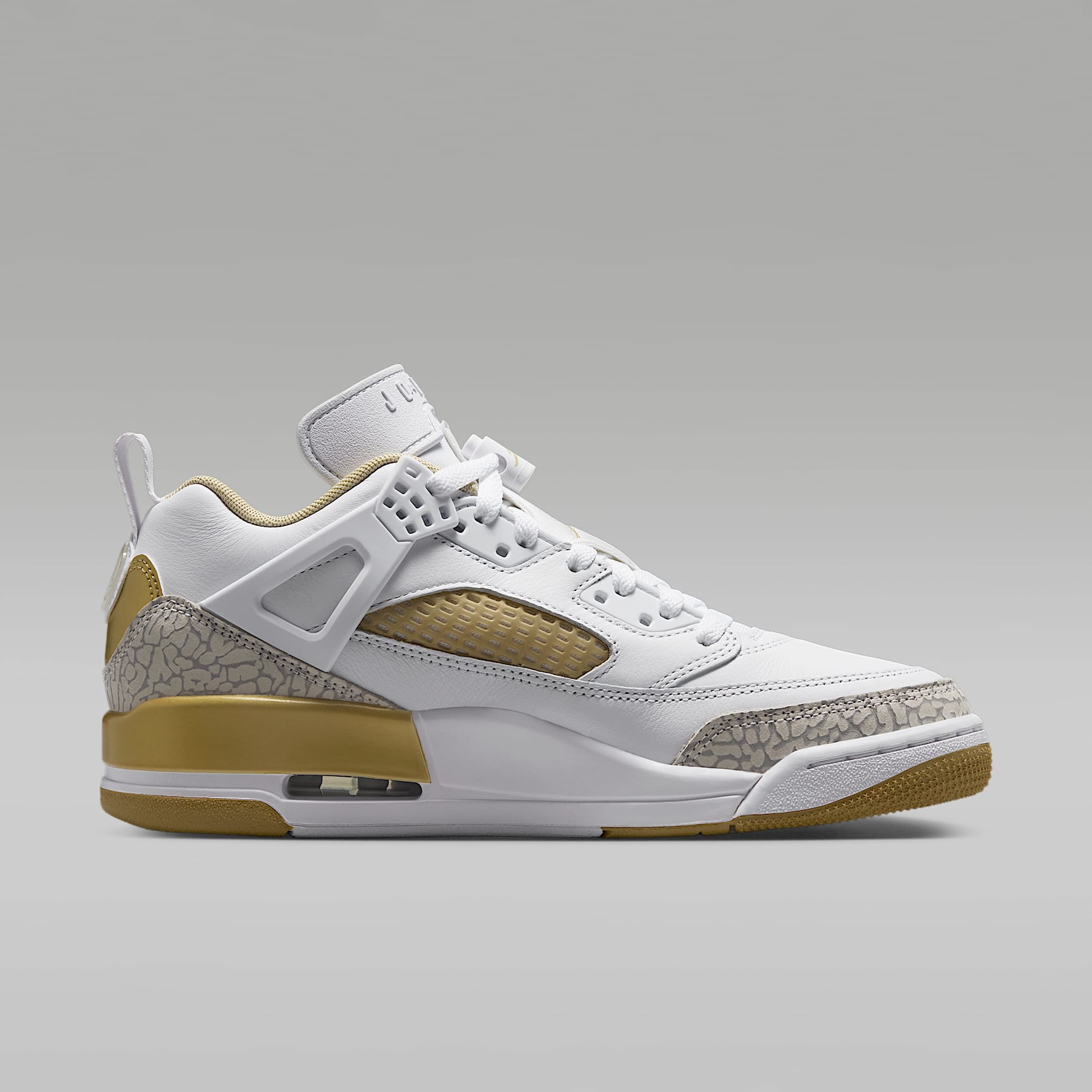 Jordan Spizike Low Schuh (Damen) – Weiß/Neutral Grey/Team Gold/Metallic Gold