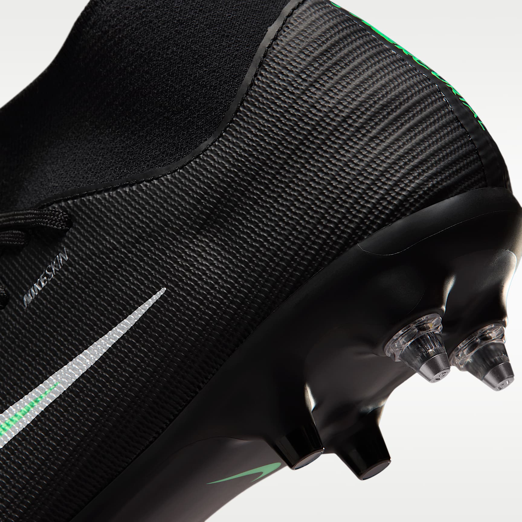 Nike Mercurial Superfly 11 Academy High-Top-Fußballschuh für weichen Rasen – Schwarz/Schwarz/Illusion Green