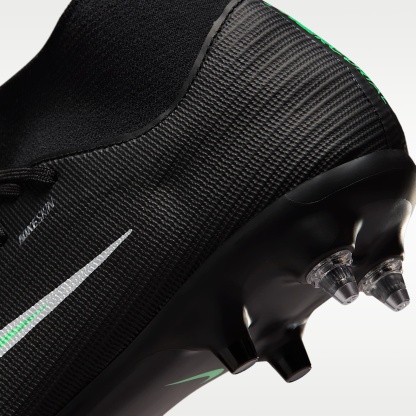 Nike Mercurial Superfly 11 Academy High-Top-Fußballschuh für weichen Rasen – Schwarz/Schwarz/Illusion Green