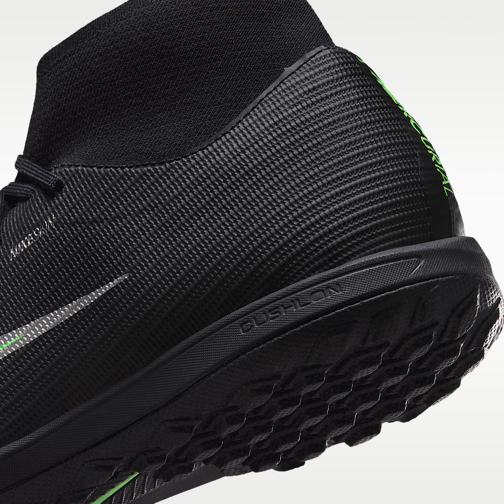 Nike Mercurial Superfly 11 Academy High-Top-Fußballschuh für Turf – Schwarz/Schwarz/Illusion Green