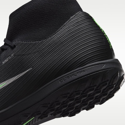 Nike Mercurial Superfly 11 Academy High-Top-Fußballschuh für Turf – Schwarz/Schwarz/Illusion Green