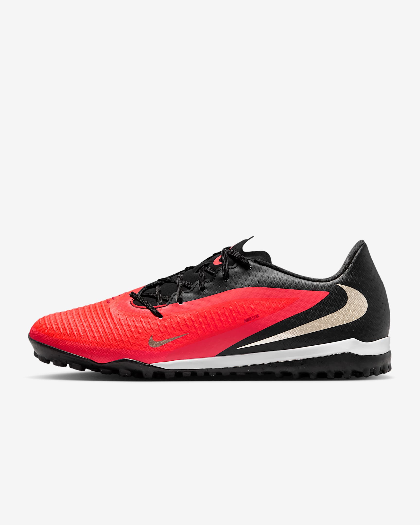 Nike Phantom 6 Low Academy Fußballschuh für Turf – Bright Crimson/Schwarz/Blur