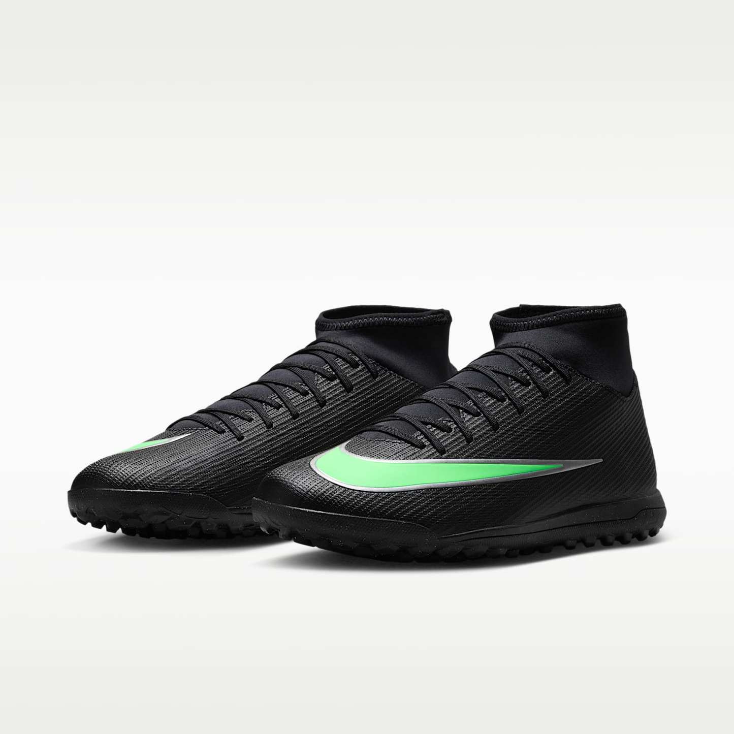 Nike Mercurial Superfly 11 Club High-Top-Fußballschuh für Turf – Schwarz/Schwarz/Illusion Green