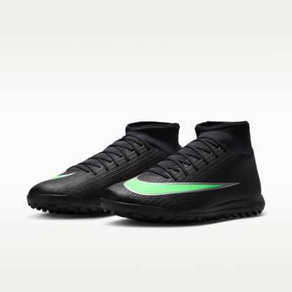 Nike Mercurial Superfly 11 Club High-Top-Fußballschuh für Turf – Schwarz/Schwarz/Illusion Green