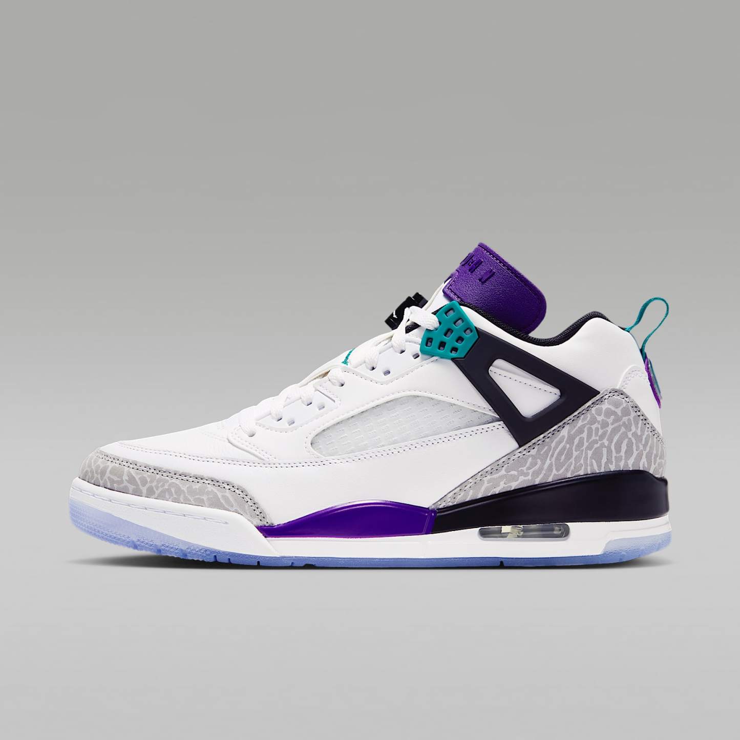 Jordan Spizike Low Herrenschuh – Weiß/Court Purple/Light Smoke Grey/Rio Teal